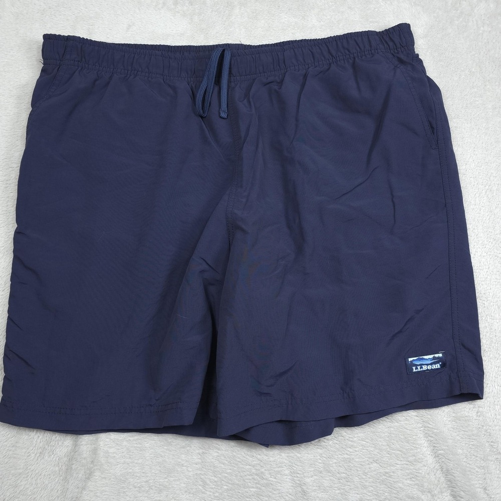 L L Bean Swim Shorts Mens XL Extra Large Blue Pockets Mesh Liner Beach Swimwear